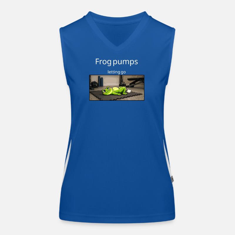 Frog Pumps Letting Go Frog Workout Saying Women's Functional Contrast Tank Top