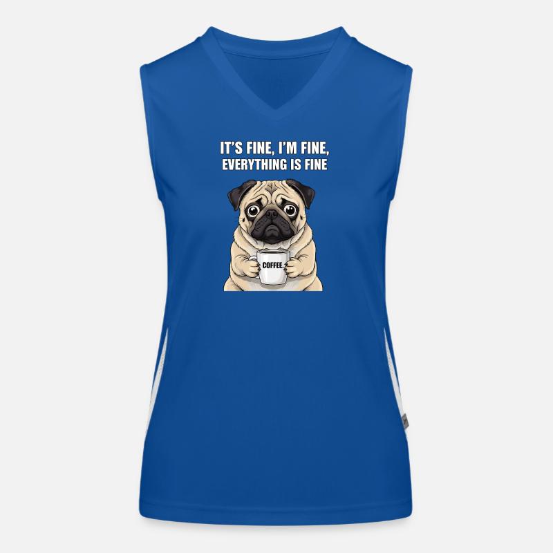 its fine im fine coffee pug Women's Functional Contrast Tank Top