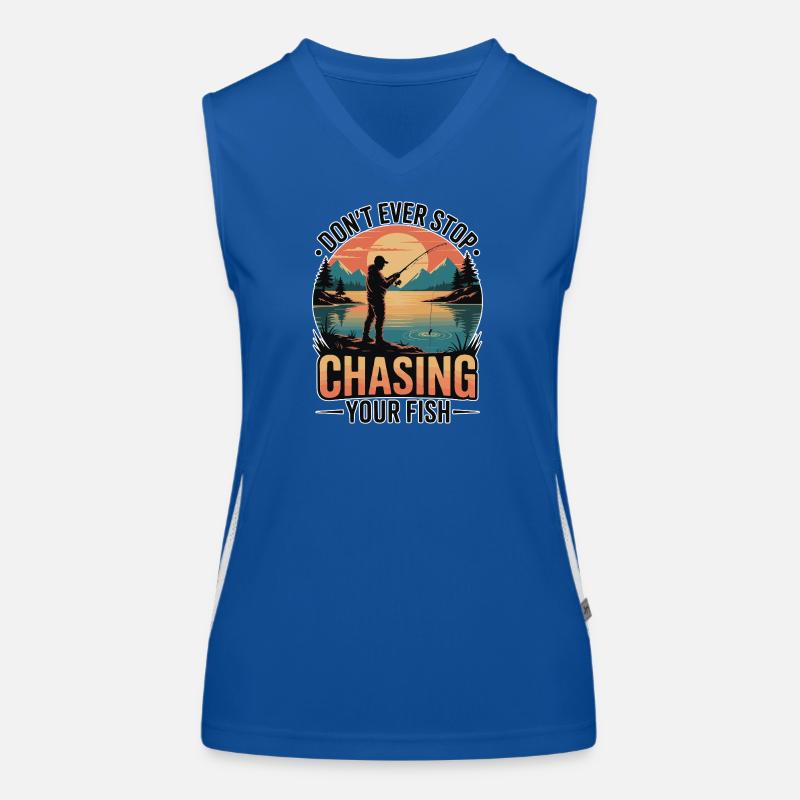 Don't Ever Stop Chasing Your Fish Funktionelles Kontrast-Tank Top für Frauen