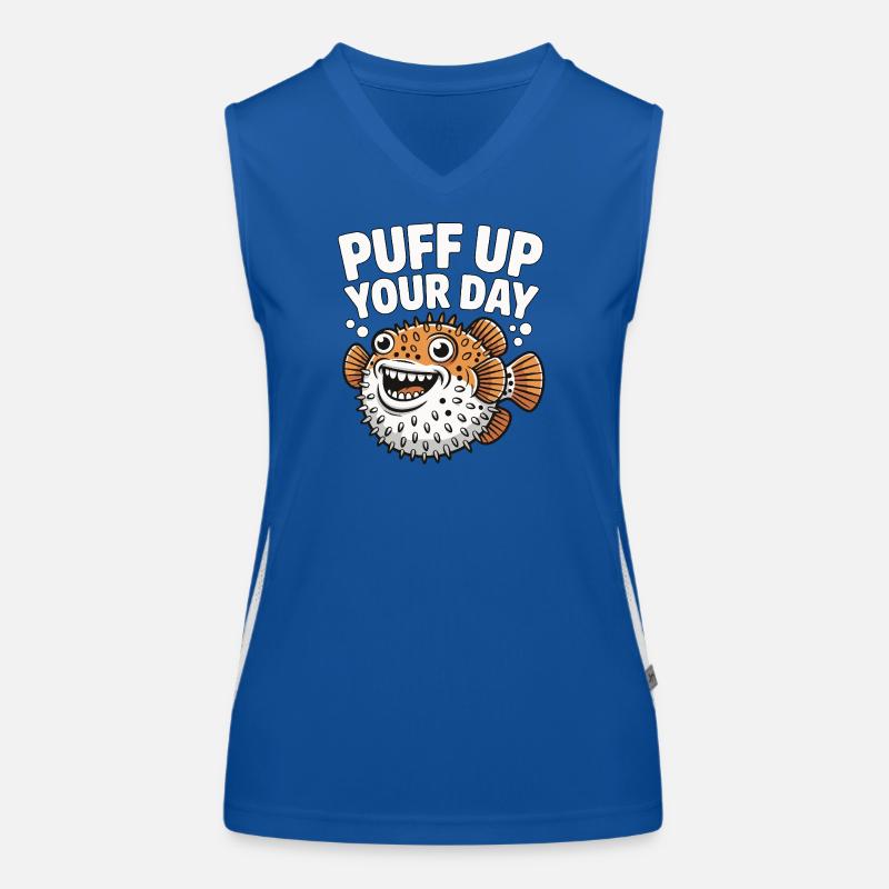 Puff Up Your Day - Puffer Fish Fun Women's Functional Contrast Tank Top