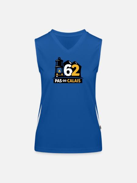 62 Pas de Calais Emblème - Débardeur respirant contrasté Femme - bleu/blanc - Devant