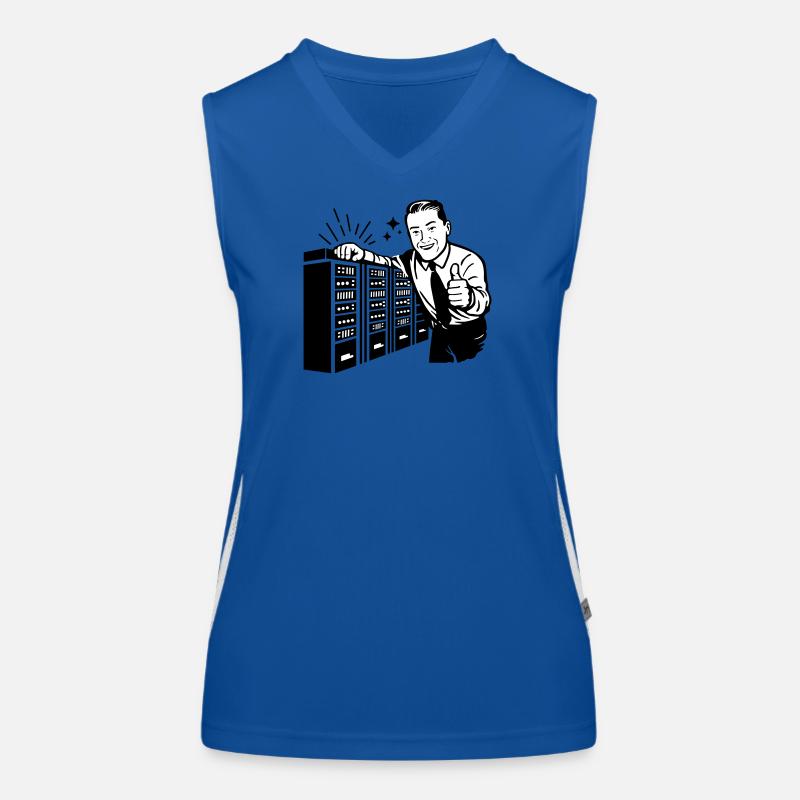 Retro IT-Admin lächelt – Vintage Tech Support Funktionelles Kontrast-Tank Top für Frauen