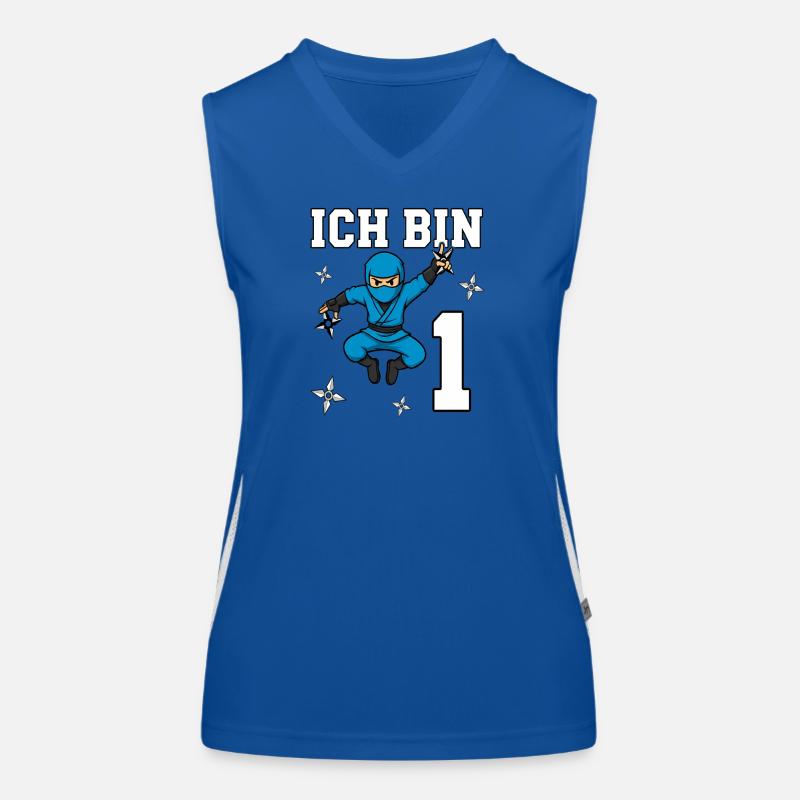 Ich bin 1 Ninja 1. Geburtstag blau Karate Funktionelles Kontrast-Tank Top für Frauen