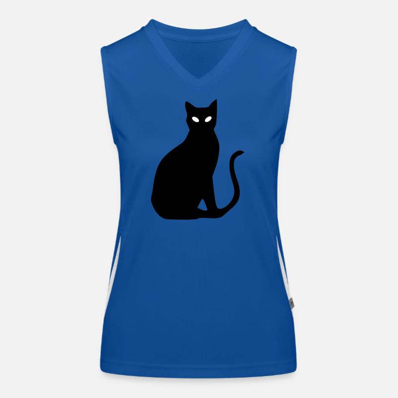schwarze Katze Silhouette Geschenk Katzenliebhaber Funktionelles Kontrast-Tank Top für Frauen