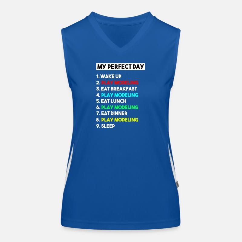 Slogan de routine de modélisation à l’échelle de ma journée parfaite Débardeur respirant contrasté Femme