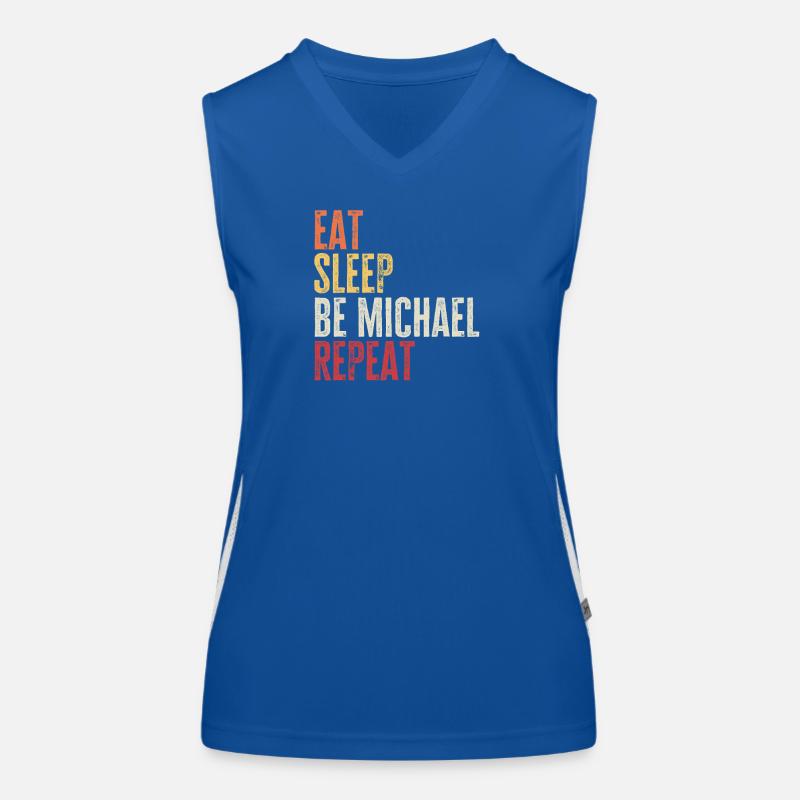 Iss, schlaf, sei Michael, wiederhole Retro-Name Funktionelles Kontrast-Tank Top für Frauen