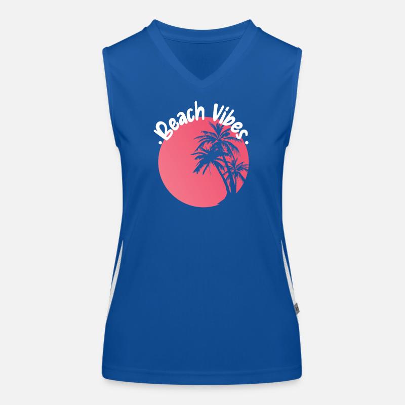 Beach Vibes Palm Sunset Design Débardeur respirant contrasté Femme