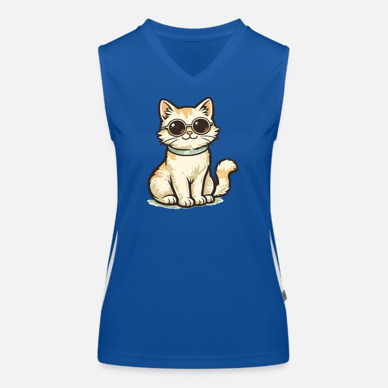 Kätzchen mit Retro-Sonnenbrille Funktionelles Kontrast-Tank Top für Frauen