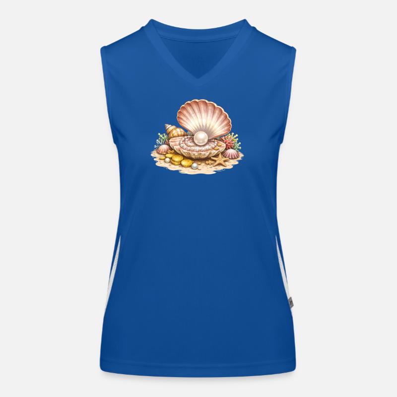 Perlenmuschel mit Schatz Illustration  Funktionelles Kontrast-Tank Top für Frauen