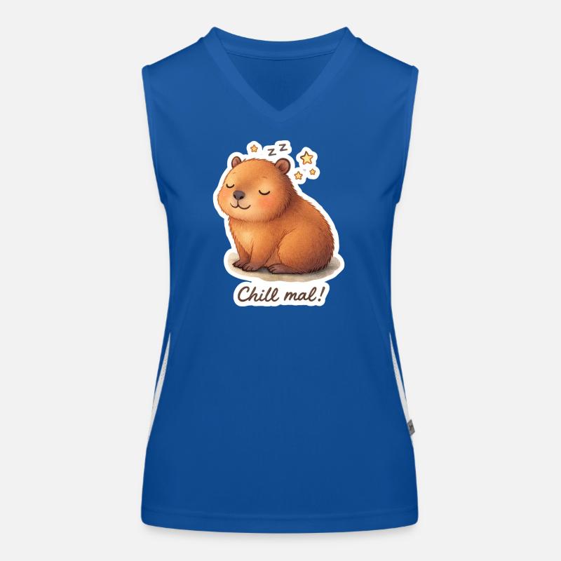 Chill mal! – Süßes Capybara Schlaf Motiv Funktionelles Kontrast-Tank Top für Frauen