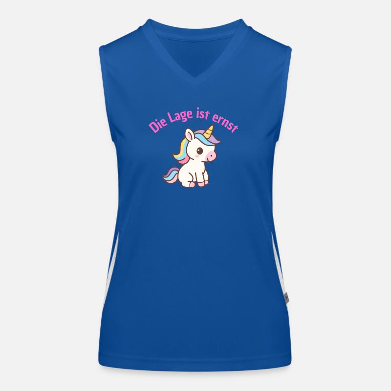 LAGE IST ERNST, COOLES EINHORN! LUSTIGER SPRUCH Funktionelles Kontrast-Tank Top für Frauen