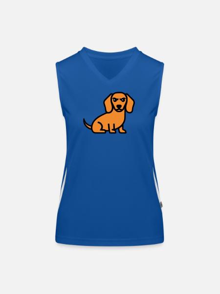 Dackel Hund Braun Comic - Funktionelles Kontrast-Tank Top für Frauen - Royal/Weiß - Vorne