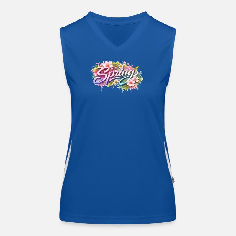 Spring lettering with flowers Description Women's Functional Contrast Tank Top