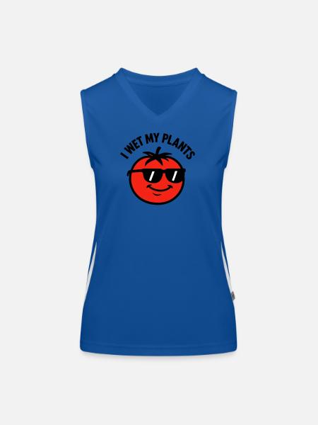 Je Mouille Mes Plantes Tomate Jardinage - Débardeur respirant contrasté Femme - bleu/blanc - Devant