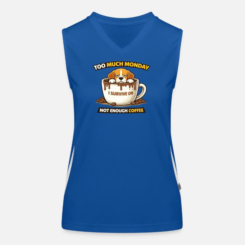 Zu viel Montagskaffee, Welpe Funktionelles Kontrast-Tank Top für Frauen