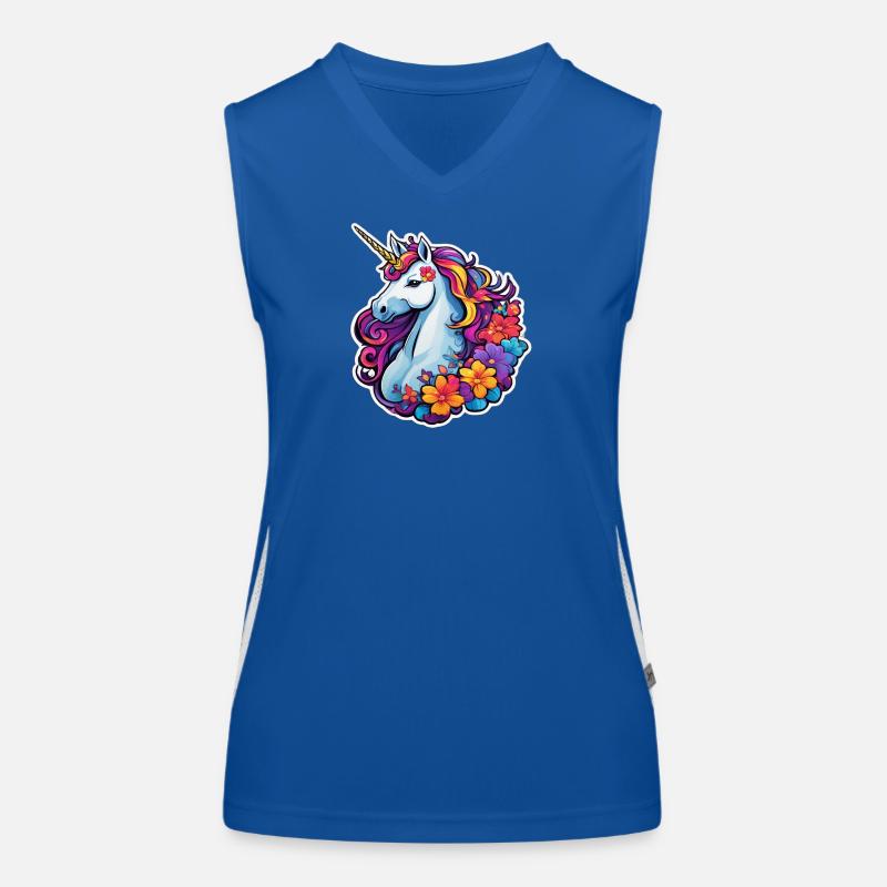 Regenbogenblumen-Einhorn Funktionelles Kontrast-Tank Top für Frauen