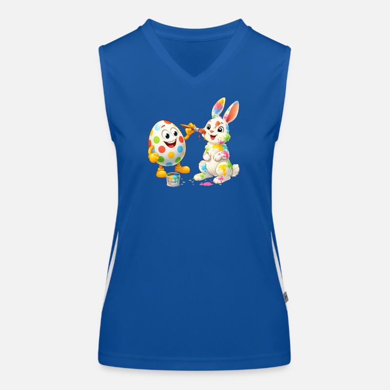 Œuf de Pâques drôle peint Joyeux lapin de Pâques Débardeur respirant contrasté Femme
