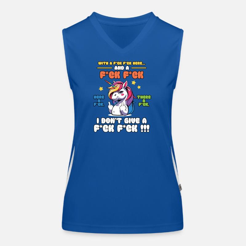 Buntes Einhorn frecher Spruch Funktionelles Kontrast-Tank Top für Frauen