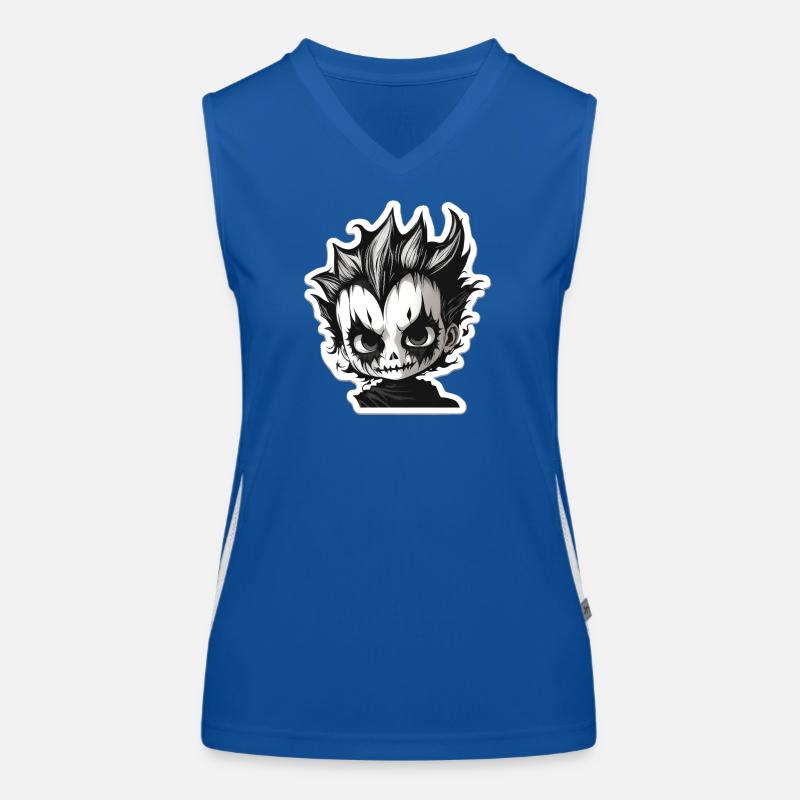 Spikiger Totenkopf-Chibi Funktionelles Kontrast-Tank Top für Frauen