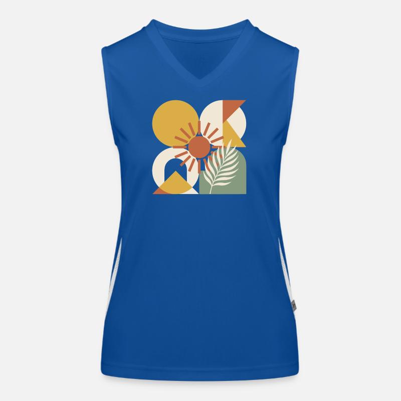 Boho-abstrakter geometrischer botanischer Sonnenstrahl Funktionelles Kontrast-Tank Top für Frauen