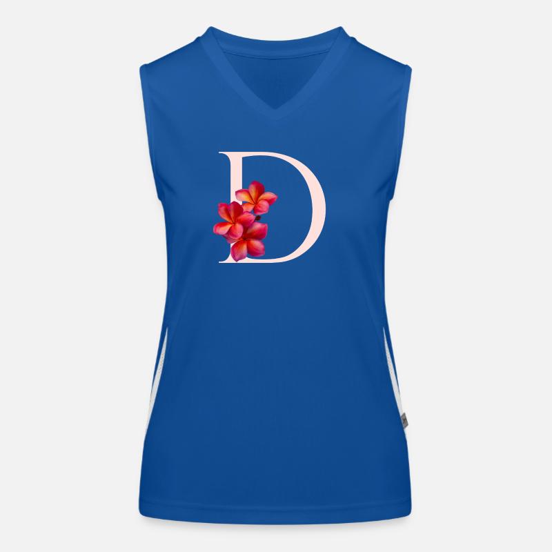 D Monogramm mit Frangipani Funktionelles Kontrast-Tank Top für Frauen