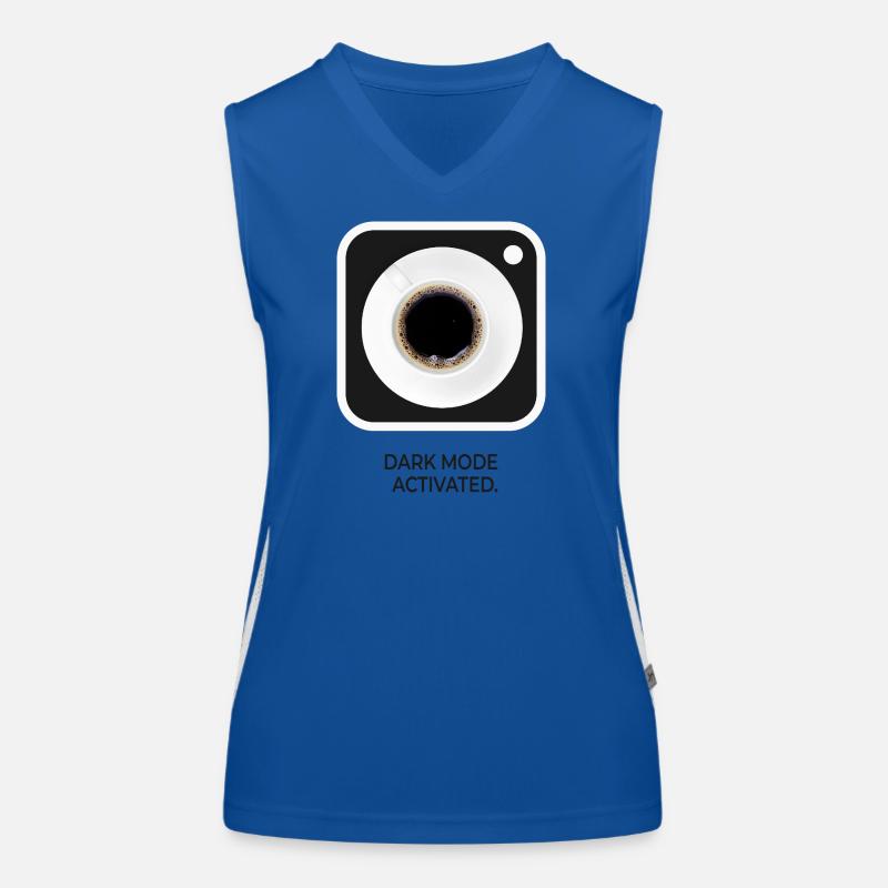 Dark Mode Activated Kaffee Nerd Spruch Funktionelles Kontrast-Tank Top für Frauen
