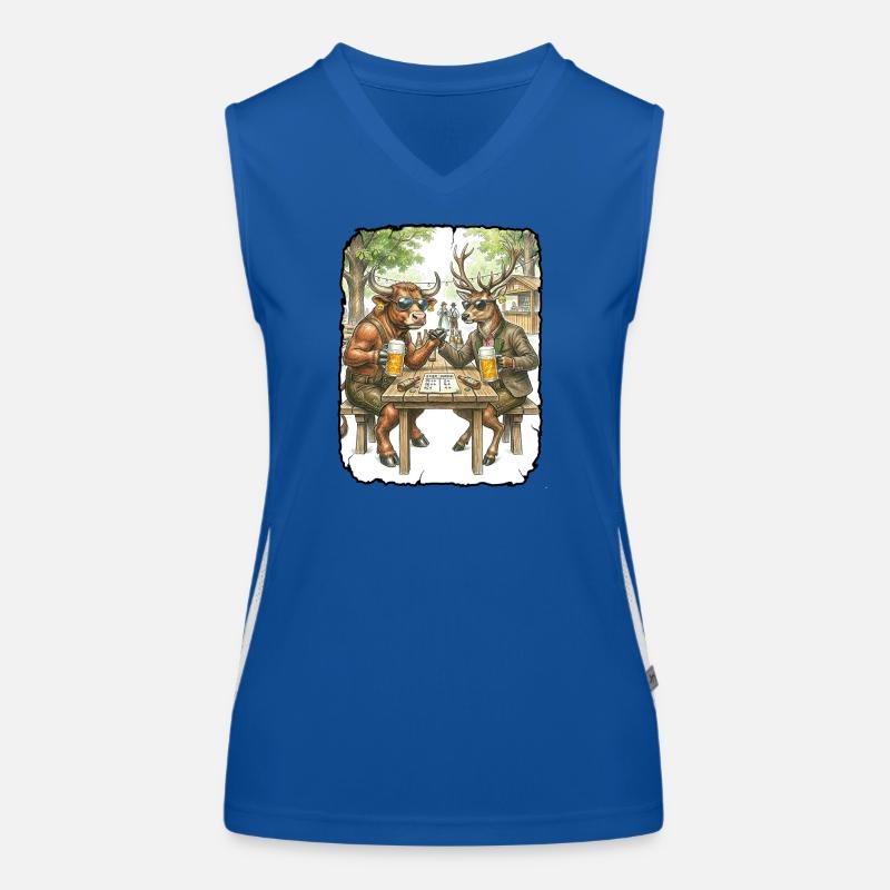 Stier Hirsch Biergarten Funktionelles Kontrast-Tank Top für Frauen