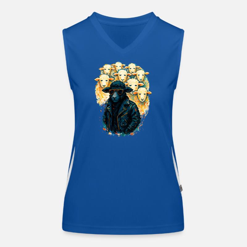 Schwarzes Schaf Nonkonformist in Lederjacke Funktionelles Kontrast-Tank Top für Frauen