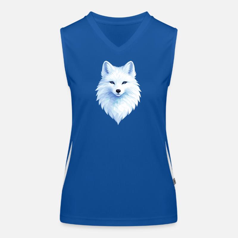 Polar Fox Blue Polygon– Geometric Polar Fox Design Funktionelles Kontrast-Tank Top für Frauen