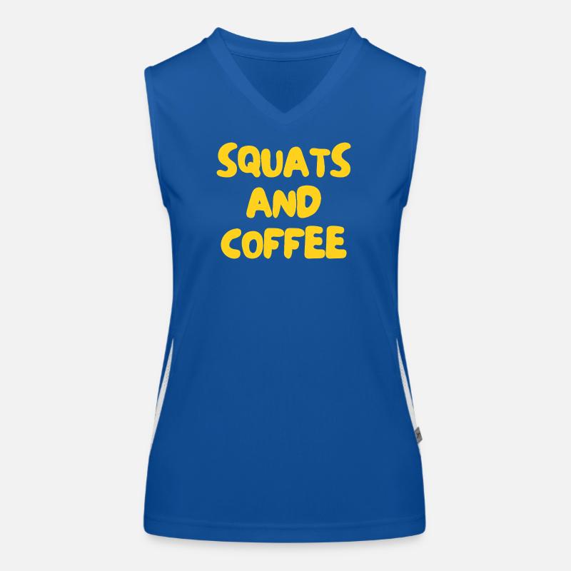 Kniebeugen und Kaffee Funktionelles Kontrast-Tank Top für Frauen
