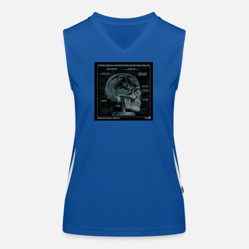 Kunst des Schädelphrenologie-Diagramms Funktionelles Kontrast-Tank Top für Frauen