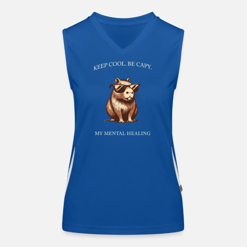 Capybara Keep Cool Be Capy – Minimalist Art Women's Functional Contrast Tank Top