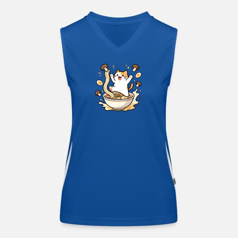 Glückliche Ramen-Katze Funktionelles Kontrast-Tank Top für Frauen