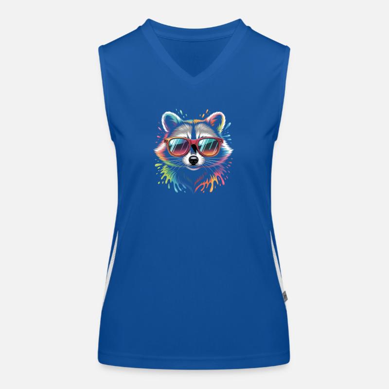 Bunter Waschbär mit Sonnenbrille Funktionelles Kontrast-Tank Top für Frauen