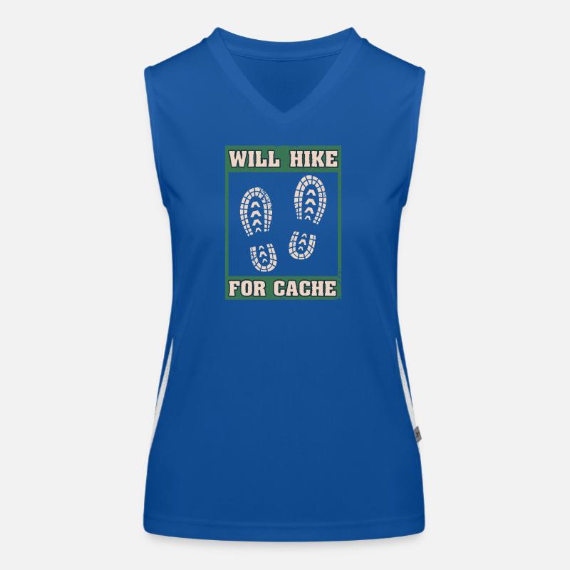 Will Hike For Cache Geocaching Graphic Funktionelles Kontrast-Tank Top für Frauen