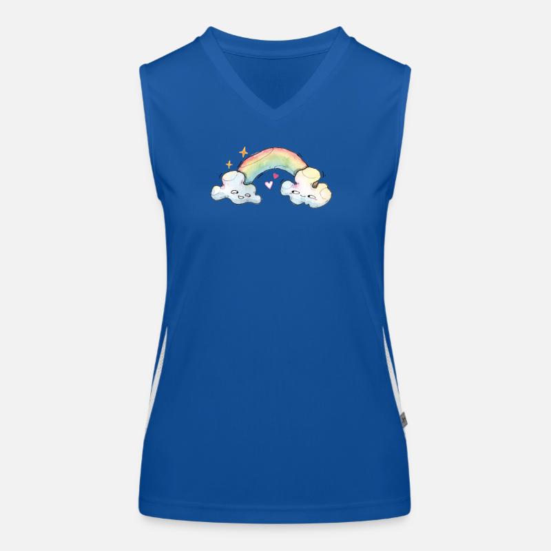 Glücksbringer süße Wolken mit Regenbogen Funktionelles Kontrast-Tank Top für Frauen