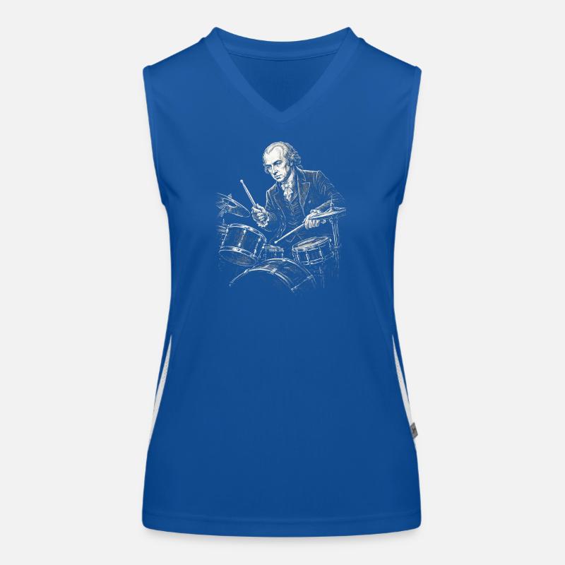 James Madison Illustration Drumming Funktionelles Kontrast-Tank Top für Frauen