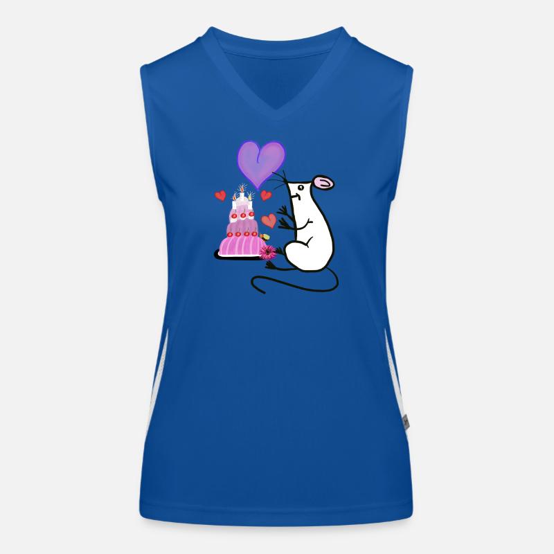 Maus mit Kuchen Herz Geburtstag Kind Funktionelles Kontrast-Tank Top für Frauen