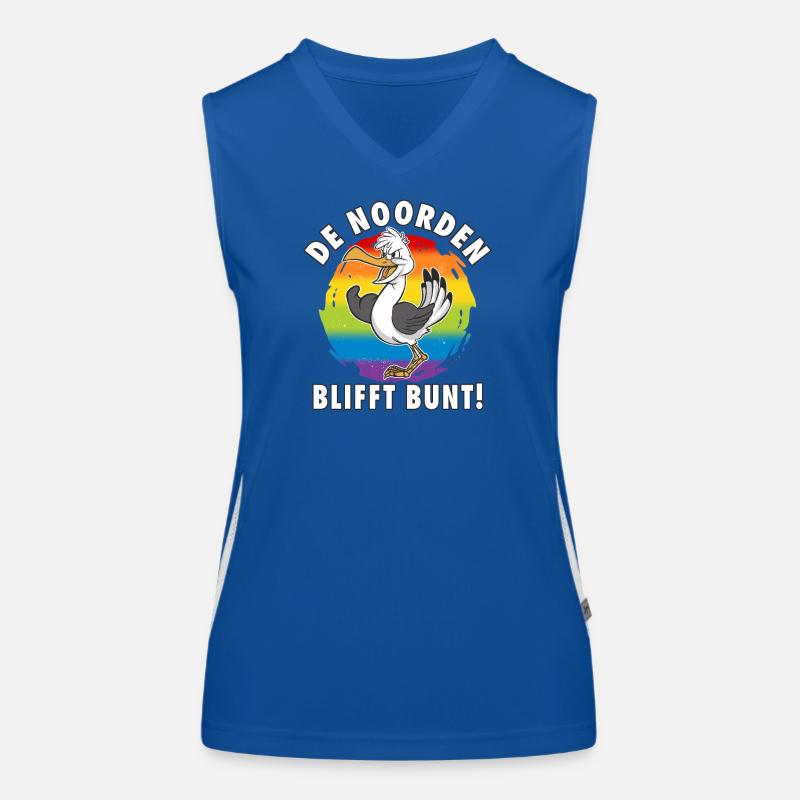 Antifa LGBTQ+ Möwe De Noorden Blifft Bunt  Funktionelles Kontrast-Tank Top für Frauen