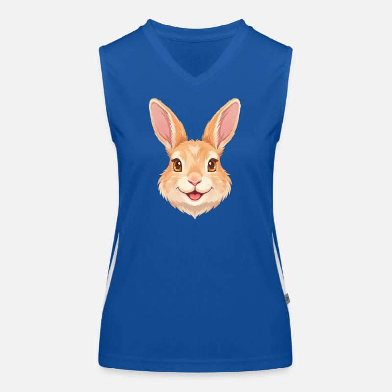 Cute Happy Cartoon Bunny Rabbit Face Women's Functional Contrast Tank Top