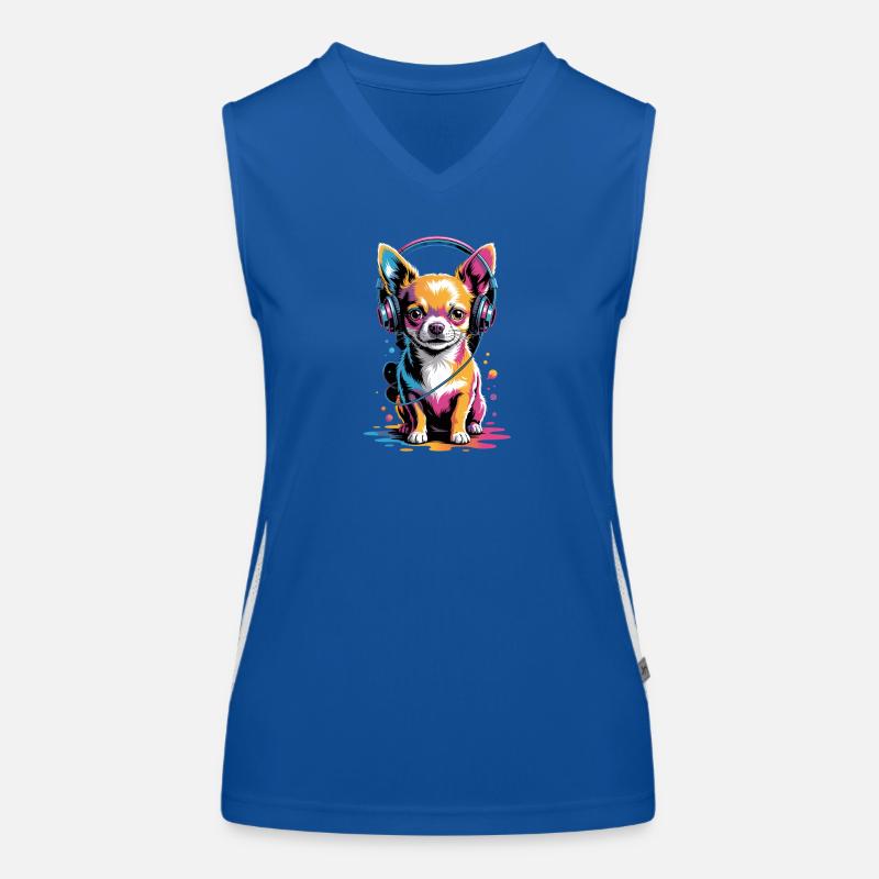 Chihuahua Kopfhörer Funktionelles Kontrast-Tank Top für Frauen