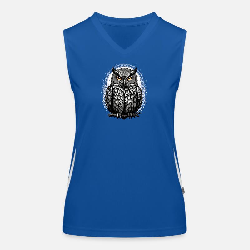 Nacht Eule im Rosa Ornament Funktionelles Kontrast-Tank Top für Frauen