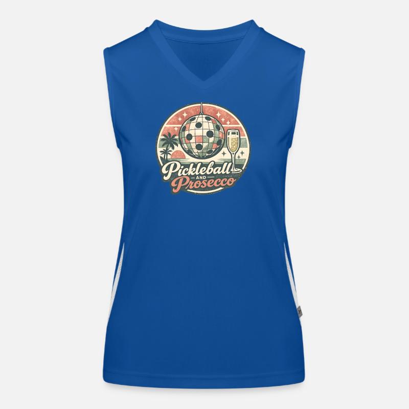 Logo rétro de Pickleball et Prosecco Débardeur respirant contrasté Femme