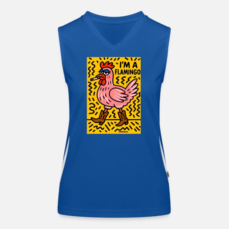 Rebellischer Flamingo mit Zigarre Funktionelles Kontrast-Tank Top für Frauen