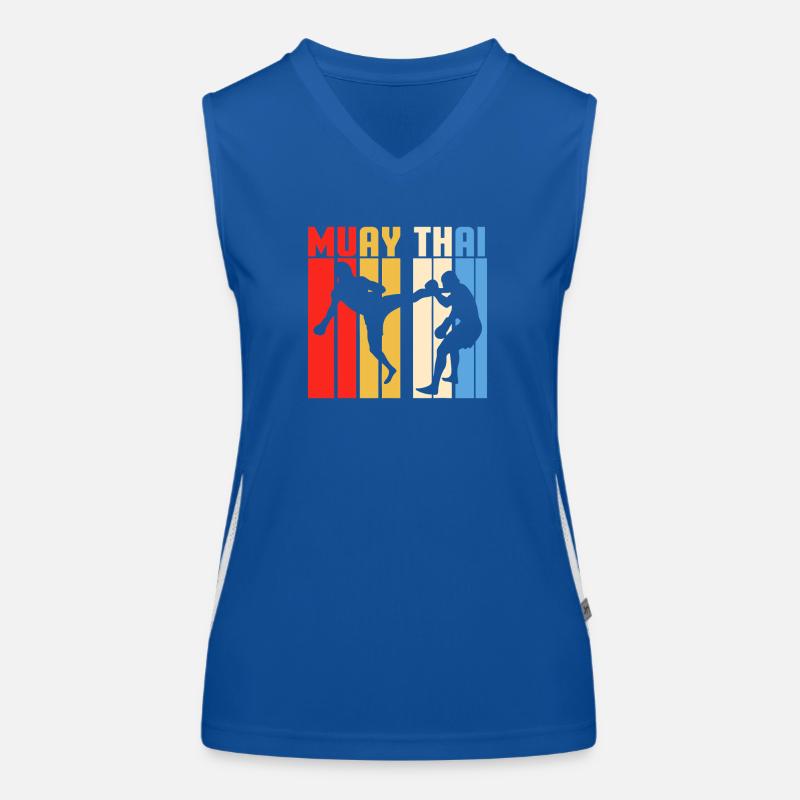 Muay Thai Silhouette Stripes Women's Functional Contrast Tank Top
