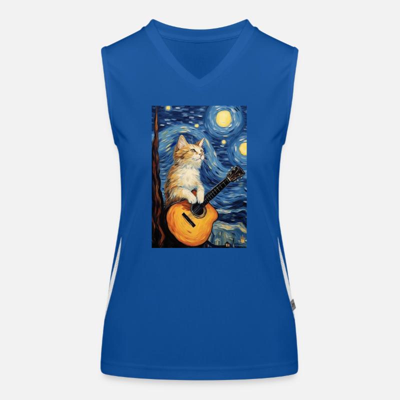 Cat Plays Guitar Women's Functional Contrast Tank Top