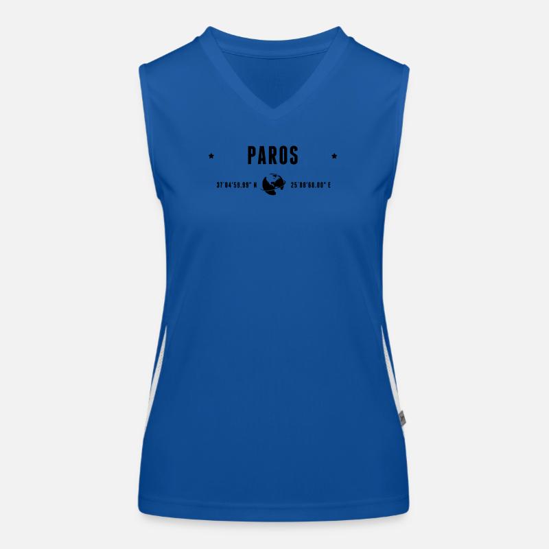 Paros Stylized Geographical Coordinates Women's Functional Contrast Tank Top