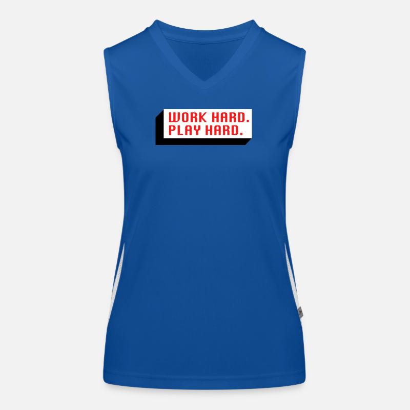 Work Hard. Play Hard. (Red) Women's Functional Contrast Tank Top