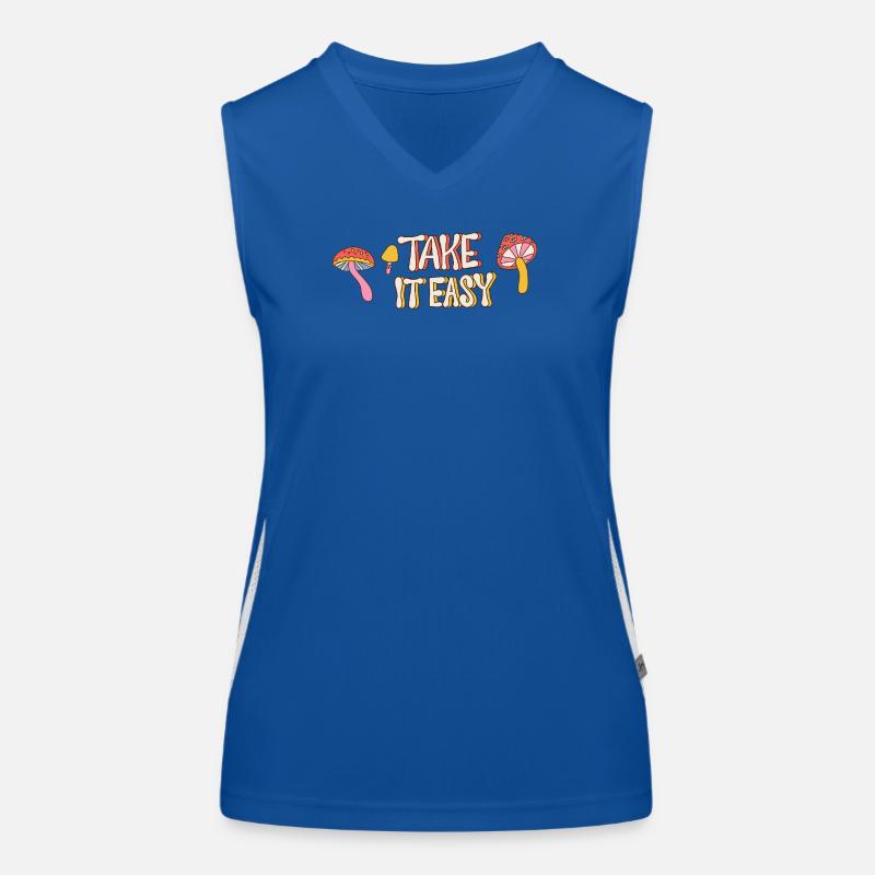Take It Easy – Retro Mushroom 70s Design Funktionelles Kontrast-Tank Top für Frauen