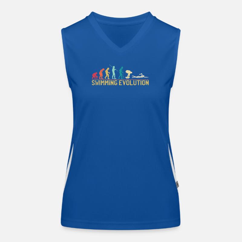 Schwimmen Evolution Fortschritt Illustration Funktionelles Kontrast-Tank Top für Frauen